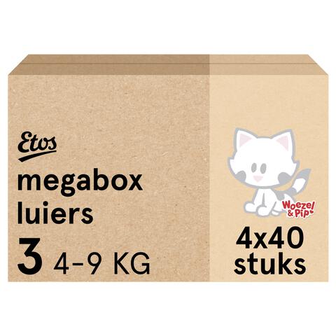 Etos Woezel & Pip Luiers Midi Maat 3 4-9 kg Megabox 4x40 stuks
