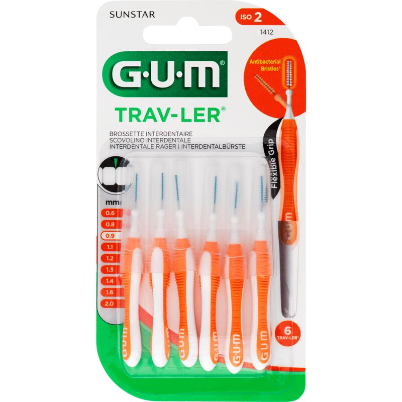GUM® Trav-Ler Ragers Oranje 0,9 mm 6 stuks