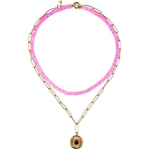 Ketting dubbel roze/goud by Kim Kötter