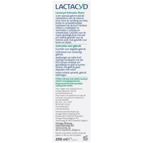 Lactacyd Scheerlotion voor de Intieme Zone 200 ML