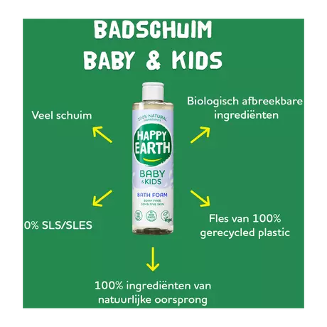 Happy Earth 100% Natuurlijke Baby & Kids Zeepvrije Badschuim 100 ML