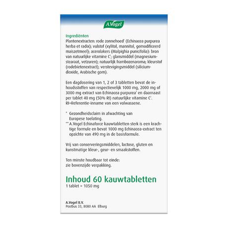 A.Vogel Echinaforce Sterk** + Vitamine C Weerstand1* Kauwtabletten 60 stuks