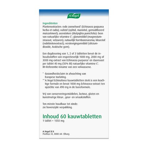 A.Vogel Echinaforce Sterk** + Vitamine C Weerstand1* Kauwtabletten 60 stuks