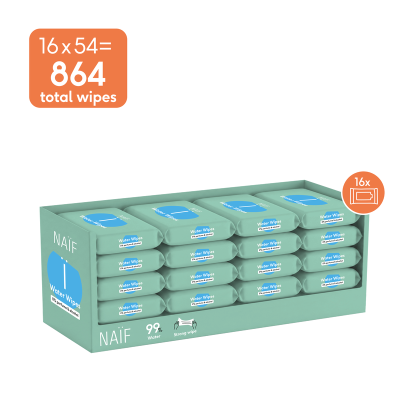 Naïf Plasticvrije Water Billendoekjes 16x54 stuks