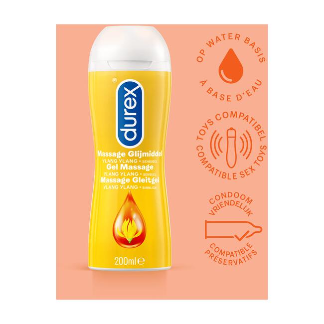 Durex Massage Olie en Glijmiddel 2-in-1 Sensual met Ylang Ylang Waterbasis 200 ML
