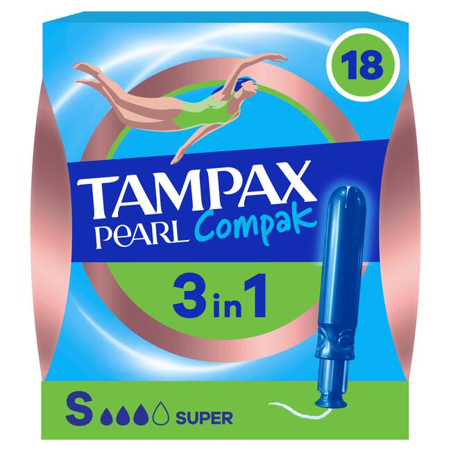 Tampax Pearl Compak Super Tampons Met Inbrenghuls 18 Stuks