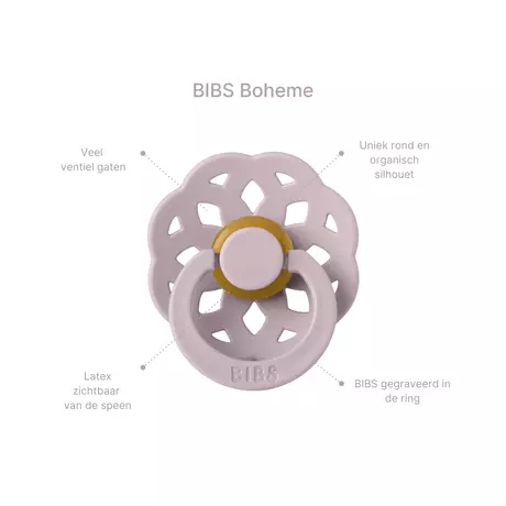 BIBS Boheme Fopspeen Rond Latex Maat 2 Woodchuck/Blush 2 stuks