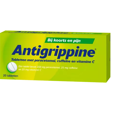 Antigrippine Paracetamol, Coffe�ne en Vitamine C Tabletten 20 Stuks