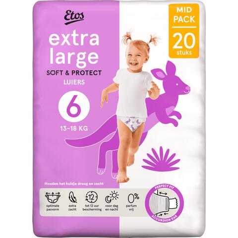 Etos Luiers Extra Large Maat 6 13-18 kg Midpack 20 stuks