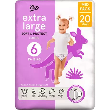 Etos Luiers Extra Large Maat 6 13-18 kg Mid Pack 20 stuks