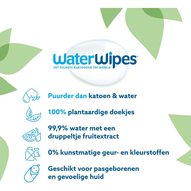 WaterWipes Billendoekjes Plasticvrij Gevoelige huid 60 stuks
