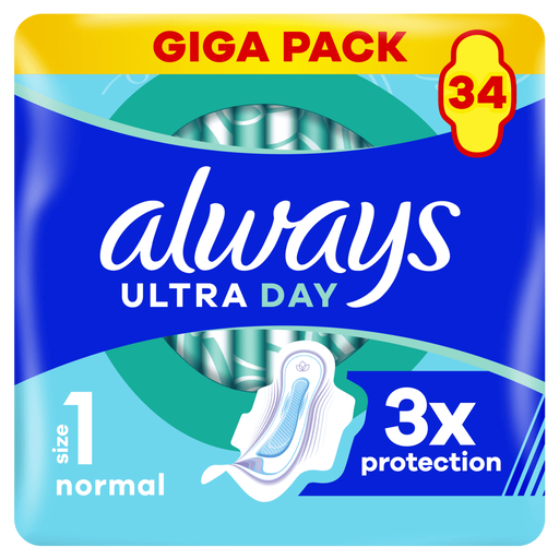 Always Maandverband Ultra Day Normal Wings Giga Pack 34 stuks