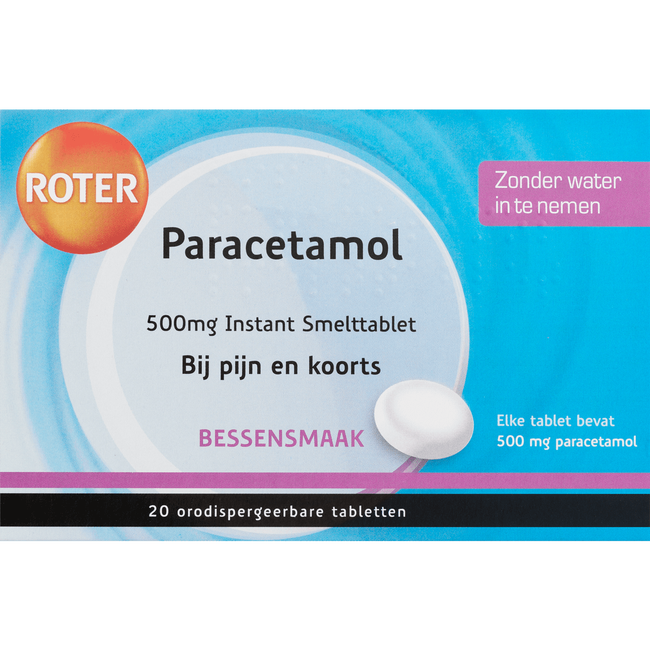 Roter Paracetamol Instant Smelttabletten Bessensmaak 500 mg 20 EA Etos