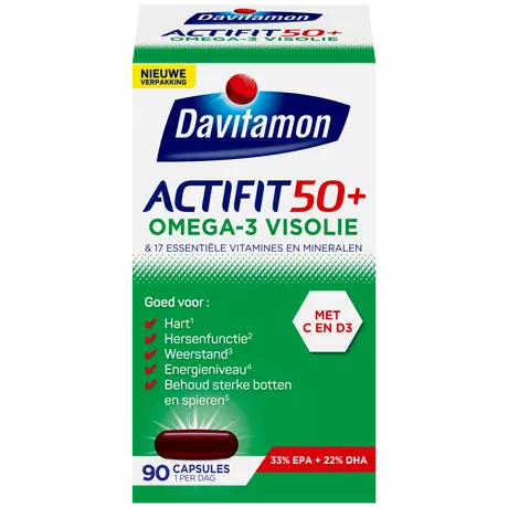 Davitamon Actifit 50+ Omega-3 Visolie Capsules 90 stuks