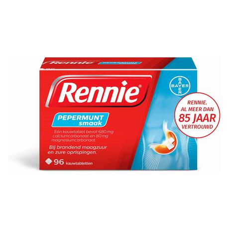 Rennie Pepermunt Kauwtabletten Bij Brandend Maagzuur 96 stuks