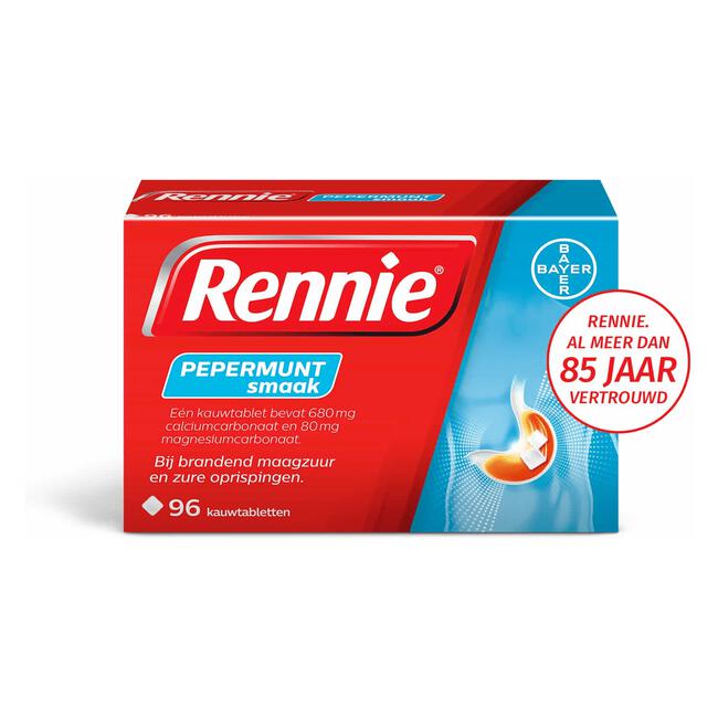 Rennie Pepermunt Kauwtabletten Bij Brandend Maagzuur 96 stuks