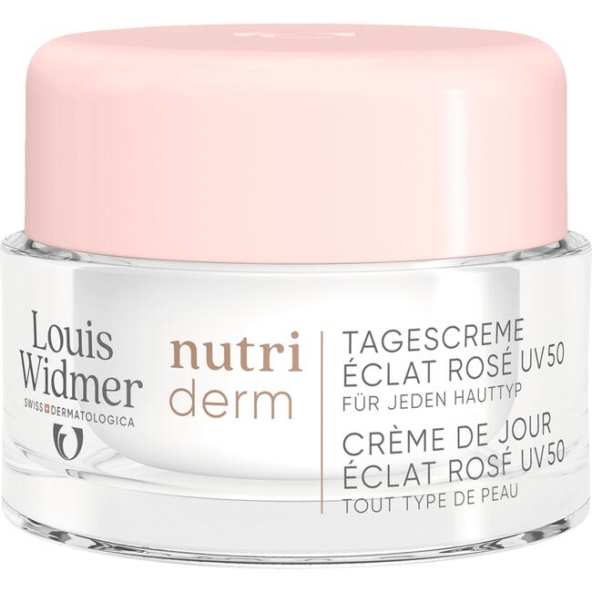 Louis Widmer Nutriderm Dagcrème Éclat Rosé UV SPF 50 Zonder Parfum 50 ML