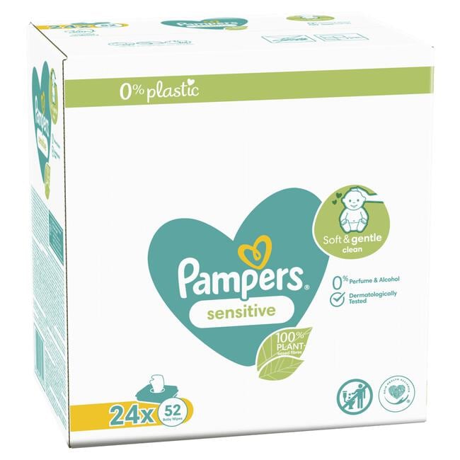 Pampers Sensitive Billendoekjes 0% Plastic 24x52 Stuks