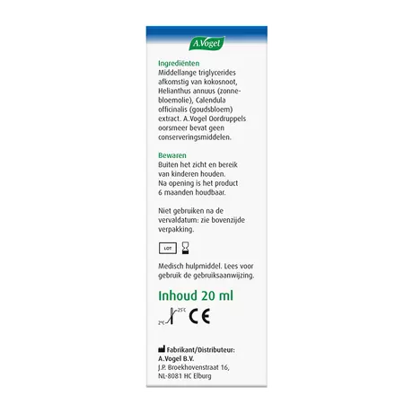 A.Vogel Oordruppels oorhygiëne Reinigt de Gehoorgang Druppels 20 ML