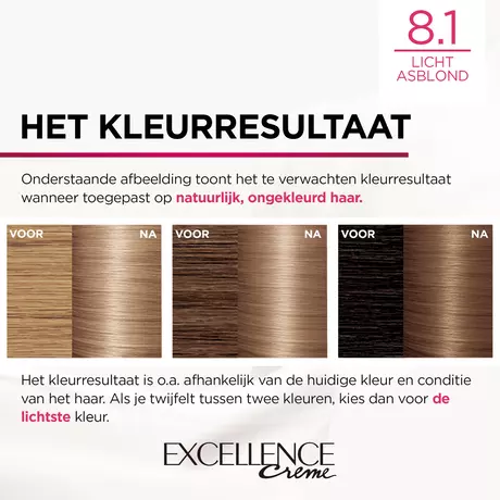 L'Oréal Paris Excellence Crème Verzorgende Kleuring 8.1 Licht Asblond