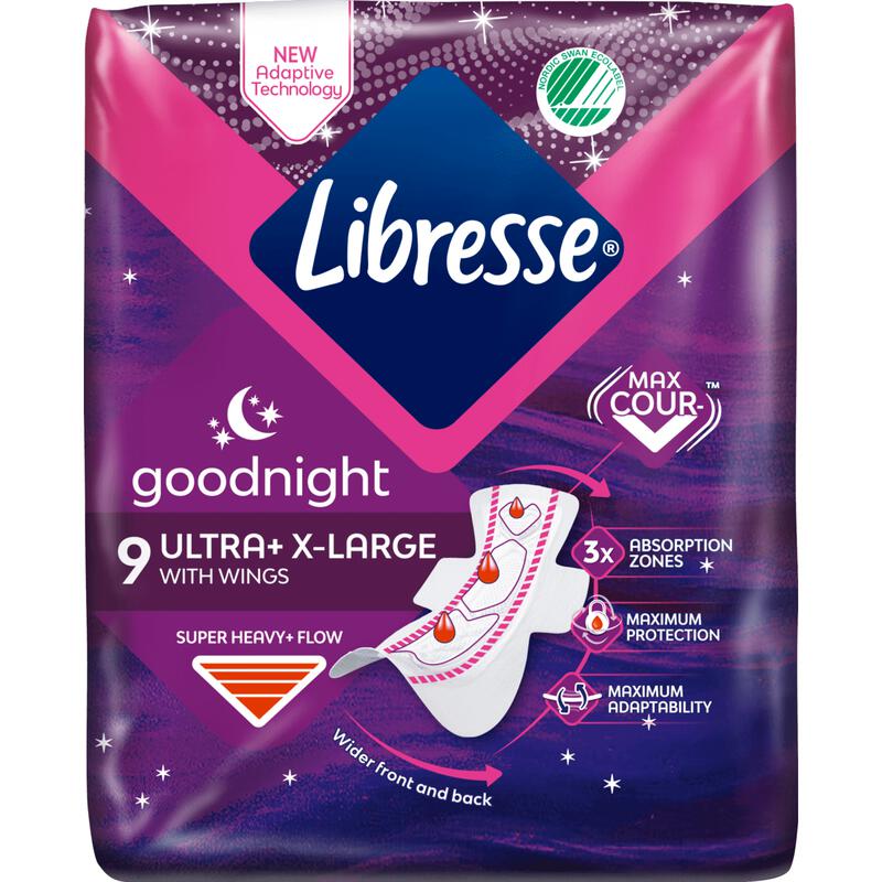 Libresse Ultra Thin Maandverband Goodnight Extra 9 stuks