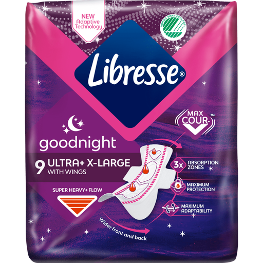 Libresse Ultra Thin Maandverband Goodnight Extra 9 stuks