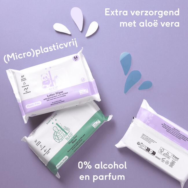 Naïf Plasticvrije Lotion Billendoekjes 8x54 stuks