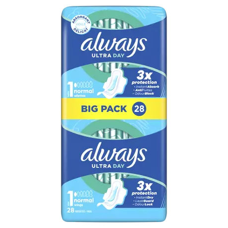 Always Maandverband Ultra Day Normal Wings Big Pack 28 stuks