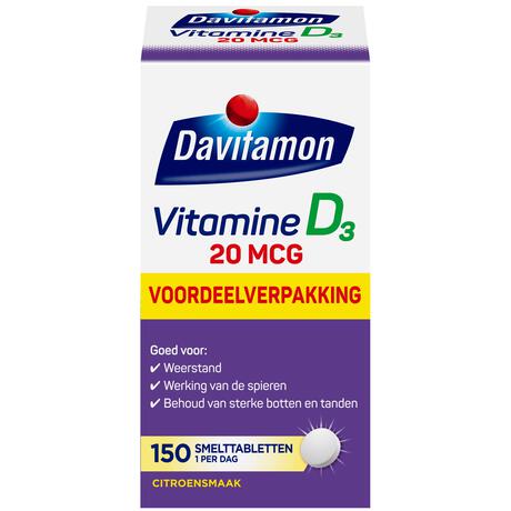 Davitamon Vitamine D3 20 MCG Voordeelverpakking Smelttabletten 150 stuks