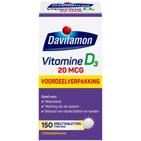 Davitamon Vitamine D3 20 MCG Voordeelverpakking Smelttabletten 150 stuks