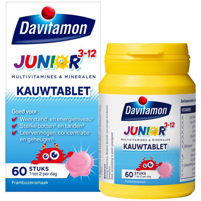 Davitamon Junior 3+ Kauwvitamines Framboos