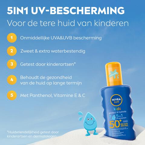 NIVEA SUN Kids Hydraterende Groen Gekleurde Zonnespray SPF50+ 200 ML