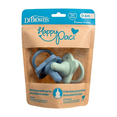 Dr. Brown's HappyPacci Fopspeen Blauw & Groen 2 stuks