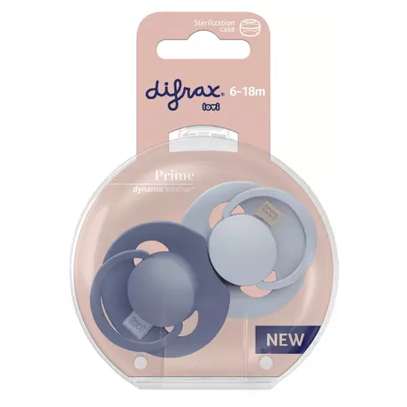Difrax LOVI Prime Fopspeen 6-18M Baby Blue/Blue 2 stuks