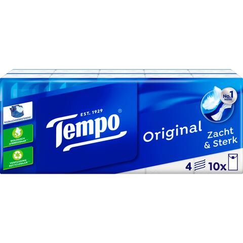 Tempo Regular 4-Laags Zakdoekjes 10 pakjes