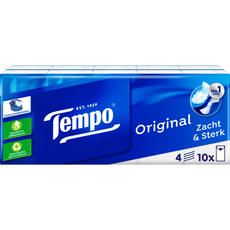 Tempo Regular 4-Laags Zakdoekjes 10 pakjes