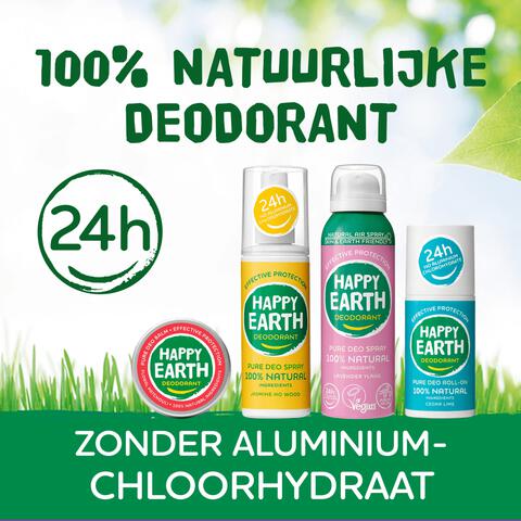 Happy Earth 100% Natuurlijke Bergamot Deodorant Roller 75 ML