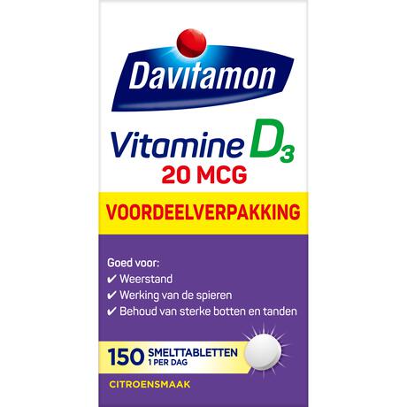 Davitamon Vitamine D3 20 MCG Voordeelverpakking Smelttabletten 150 stuks