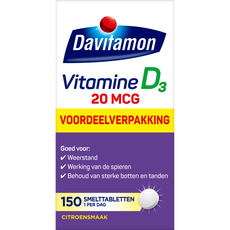Davitamon Vitamine D3 20 MCG Voordeelverpakking Smelttabletten 150 stuks