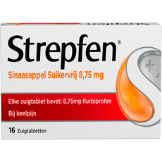 Strepfen Sinaasappel Suikervrij 8,75 mg Zuigtabletten 16 Stuks