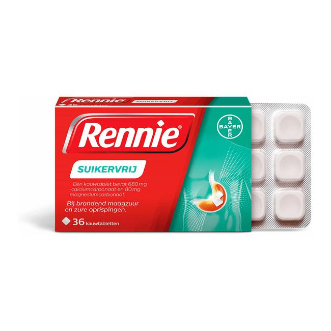 Rennie Suikervrij Kauwtabletten Bij Brandend Maagzuur 36 Stuks