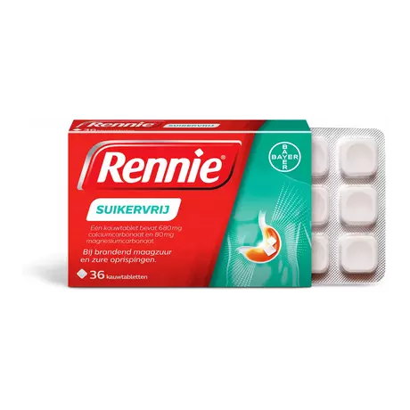 Rennie Suikervrij Kauwtabletten Bij Brandend Maagzuur 36 stuks