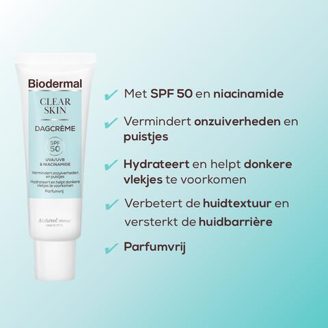 Biodermal Clear Skin Dagcrème Spf50 40 Ml