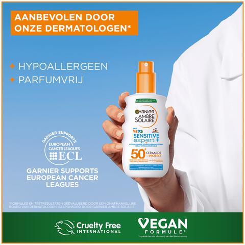 Garnier Ambre Solaire Kids Sensitive Expert+ Hypoallergene Zonnebrand Spray SPF50 150 ML