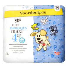 Etos Woezel & Pip Luierbroekjes Maxi Voordeelpak Maat 4 8-15 kg 36 stuks