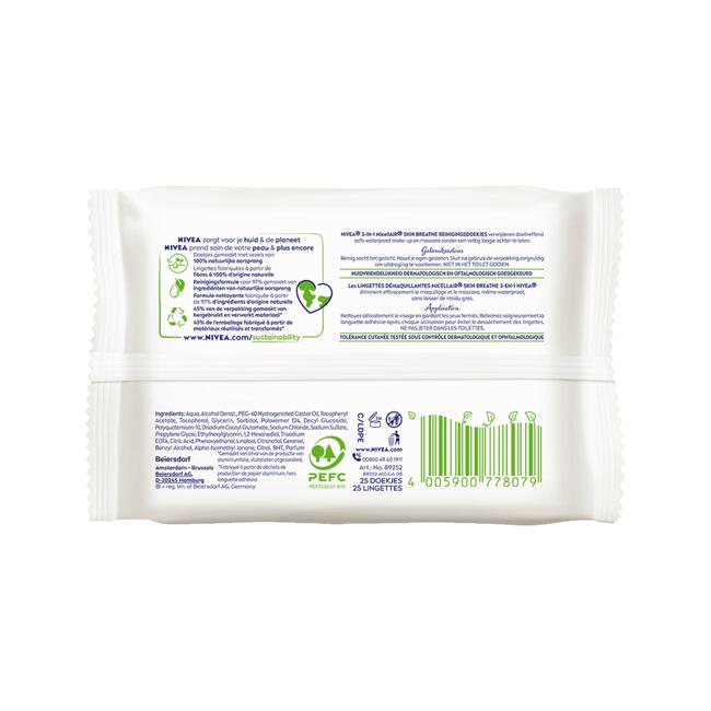 NIVEA MicellAIR Skin Breathe Reinigingsdoekjes 25 stuks