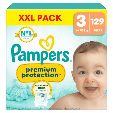 Pampers Premium Protection XXL Pack Luiers Maat 3 6-10 KG 129 Stuks