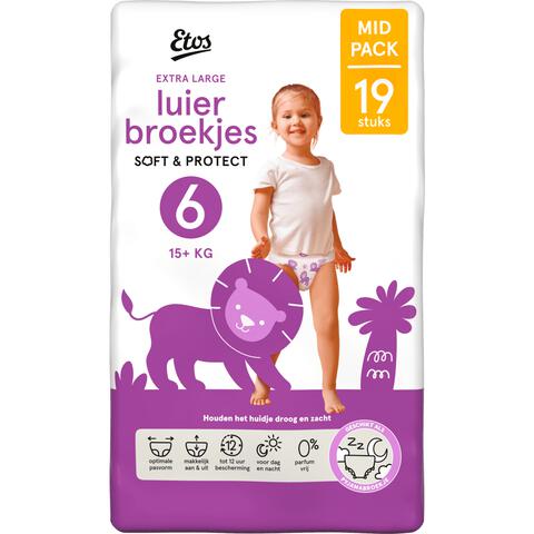 Etos Luierbroekjes Extra Large Maat 6 15+ kg Mid Pack 19 stuks