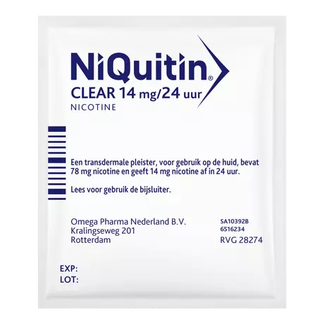 NiQuitin Clear Nicotine Pleisters Stoppen met roken 14 mg