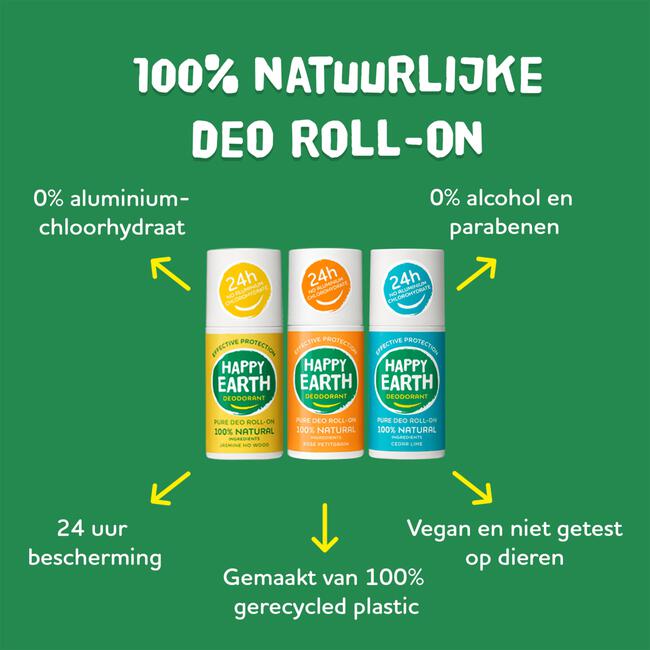 Happy Earth 100% Natuurlijke Bergamot Deodorant Roller 75 ML
